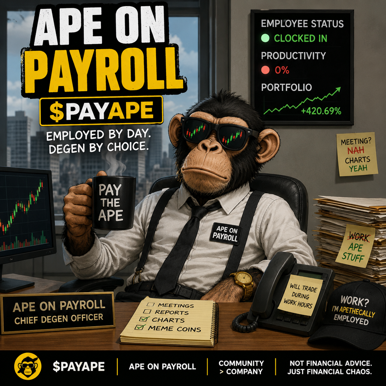 Ape On Payroll $PAYAPE corporate degen meme